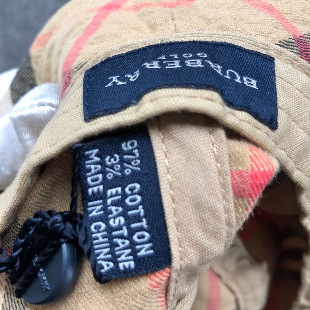Vintage Y2K Burberry Golf Nova Check Bucket Hat Plaid Sun Cap Beige Size L/XL - Picture 9 of 11